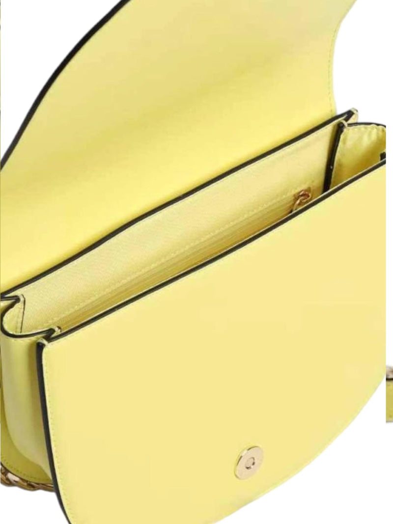 Borsa a tracolla da donna in ecopelle con logo frontale. Light Lemon