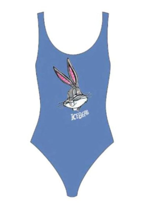 Costume Donna Intero con Stampa Grafica Bunny Blue