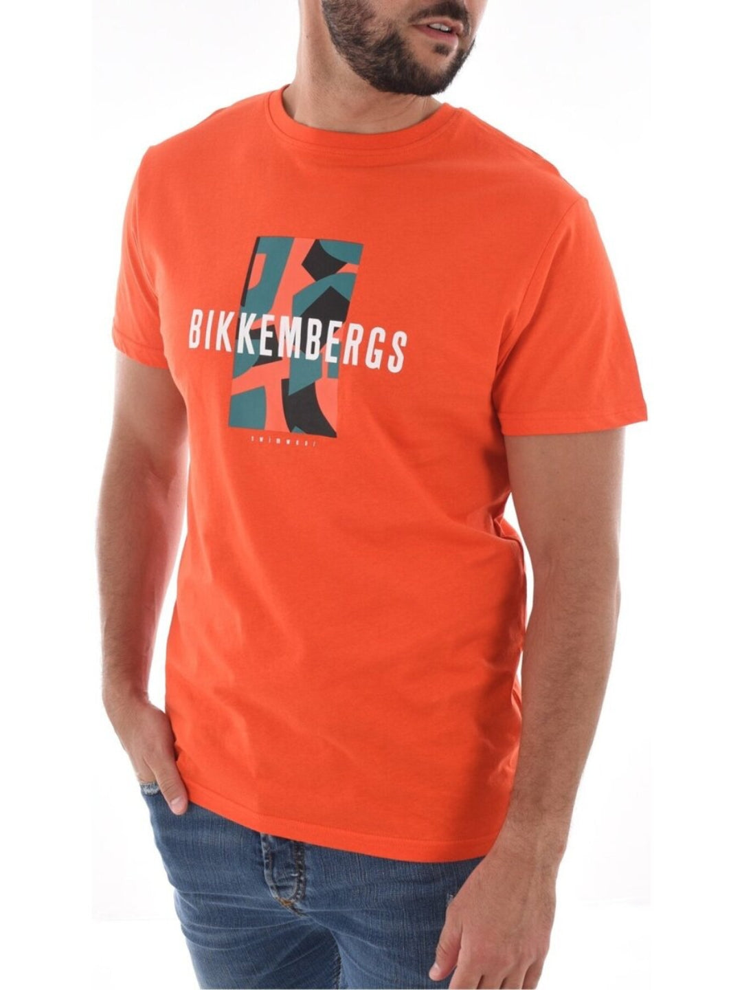 T-shirt Stampa Camo Petto  Arancio