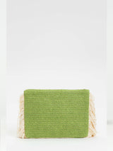 Pochette effetto rafia con frange Fresh Lime