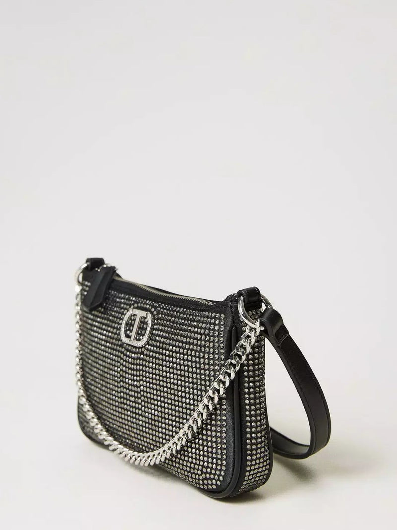 Borsa a tracolla Petite party con Oval T Nero