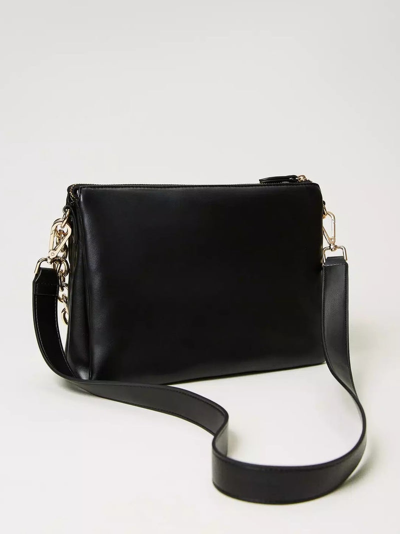 Borsa a tracolla Via Manzoni grande con borchie Nero
