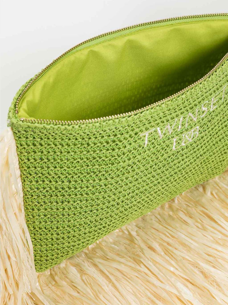 Pochette effetto rafia con frange Fresh Lime