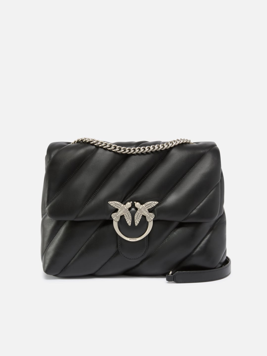 Pinko Big Love Bag Puff Maxi Quilt Nero Old Silver