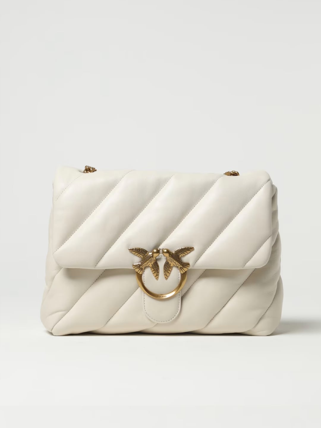 Pinko Big Love Bag Puff Maxi Quilt Bianco Antique Gold