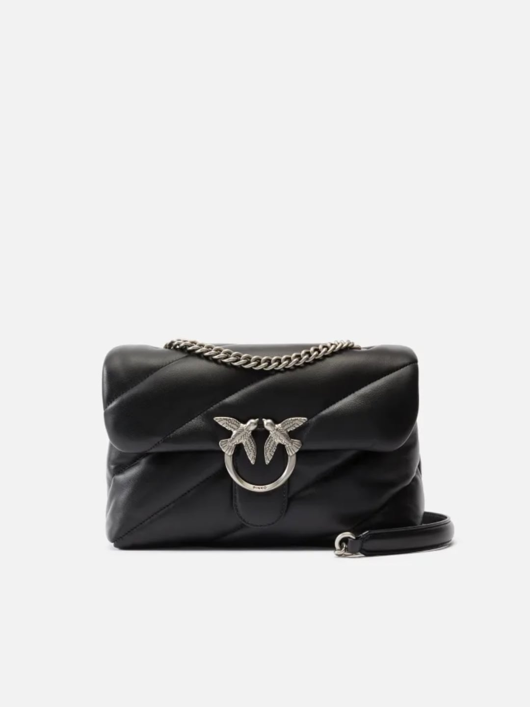 Pinko Classic Love Bag Puff Maxi Quilt Nero Old Silver