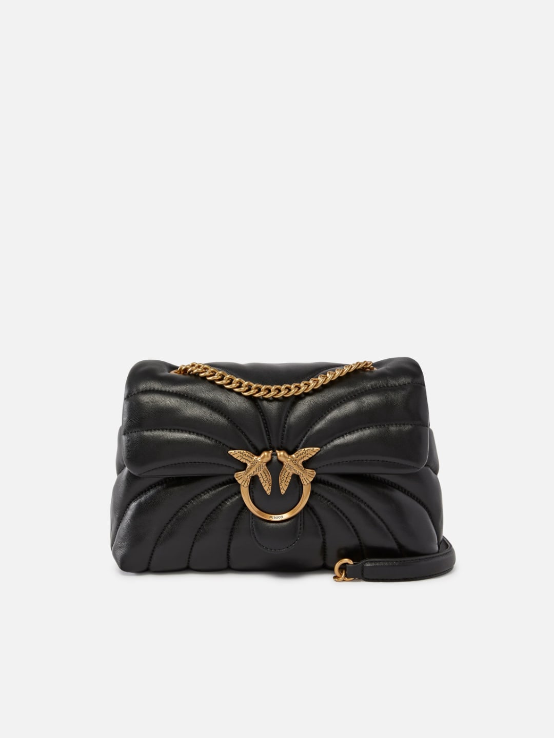 Pinko Classic Love Puff Classic Butterfly Quilt Nero Antique Gold