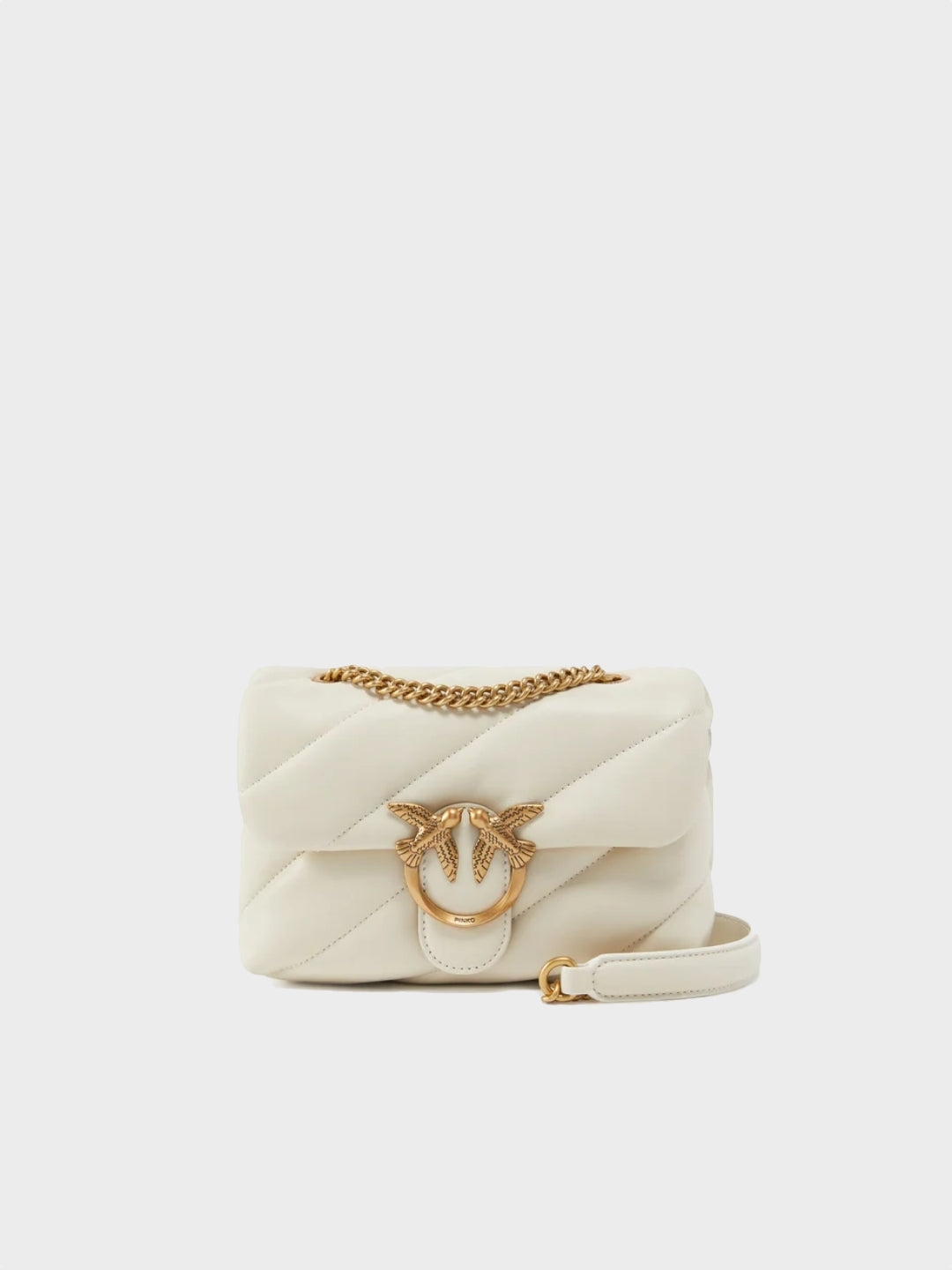 Pinko Borsa piccola a tracolla Love Bag Puff Maxi Quilt Bianco Seta e Oro