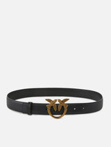 Pinko Cintura Love Birds in pelle 3cm Nero