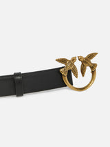 Pinko Cintura Love Birds in pelle 3cm Nero