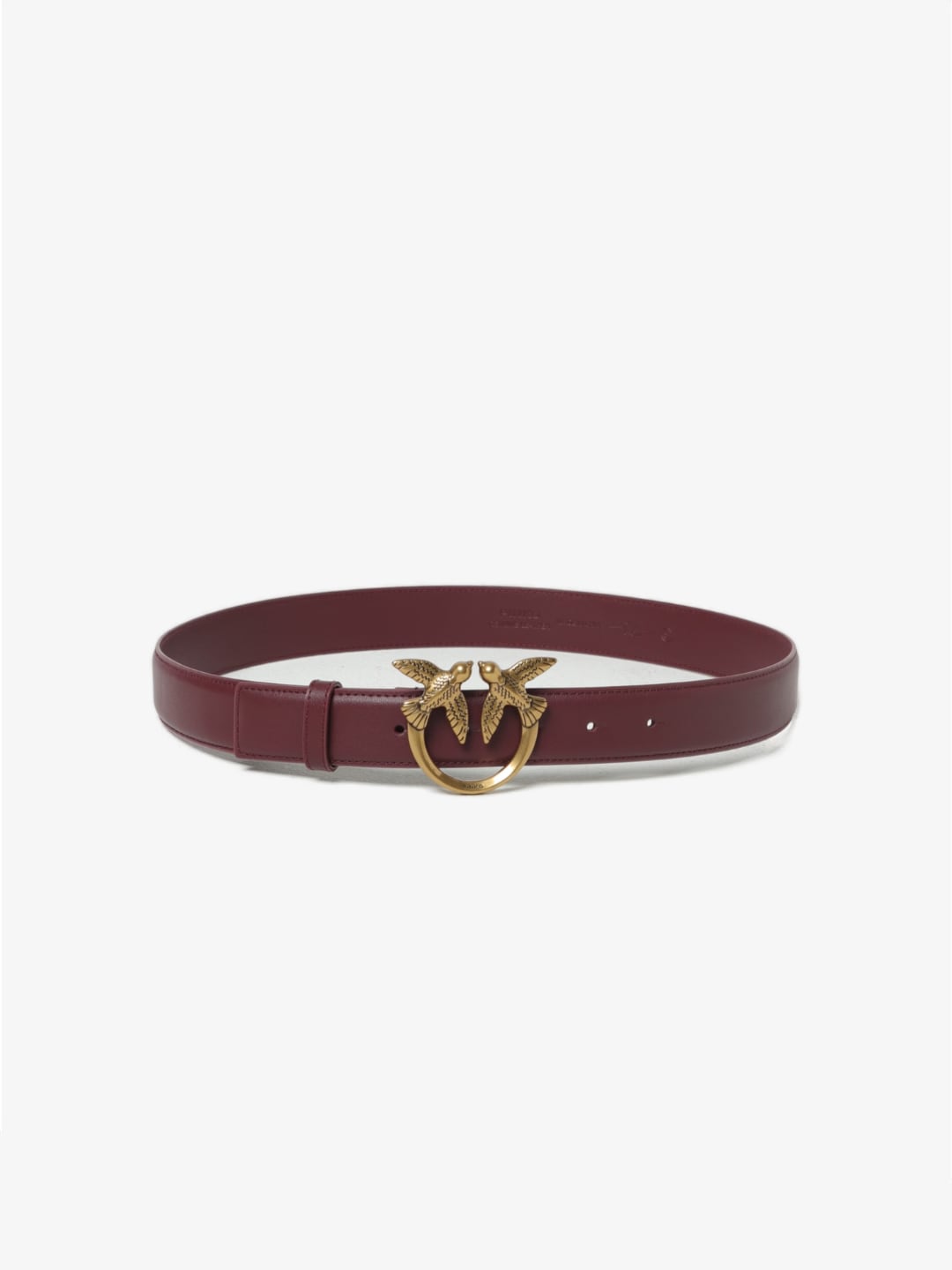 Pinko Cintura Love Birds Vitello 3cm Burgundy Antique Gold