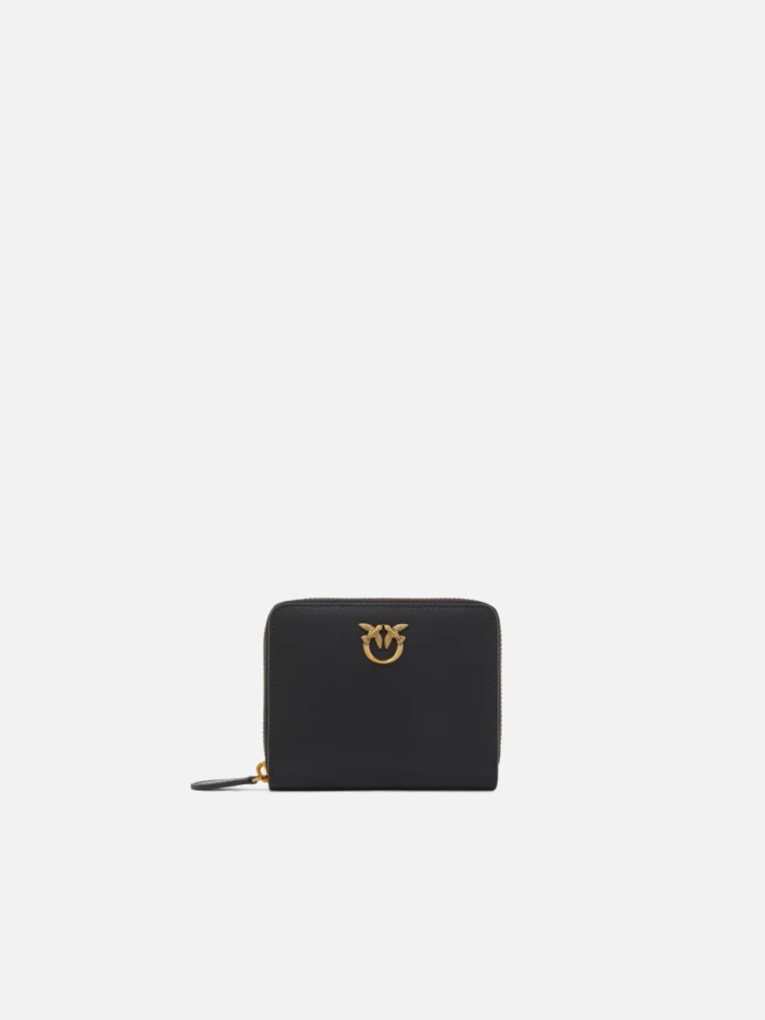 Pinko Portafoglio quadrato zip-around in pelle Nero Antique Gold