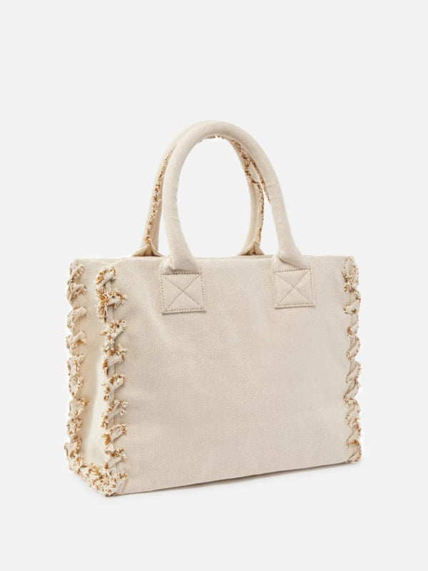 Pinko Beach Shopper in canvas riciclato sale e pepe Beige
