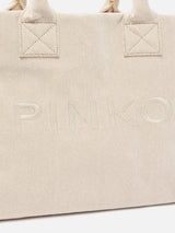 Pinko Beach Shopper in canvas riciclato sale e pepe Beige