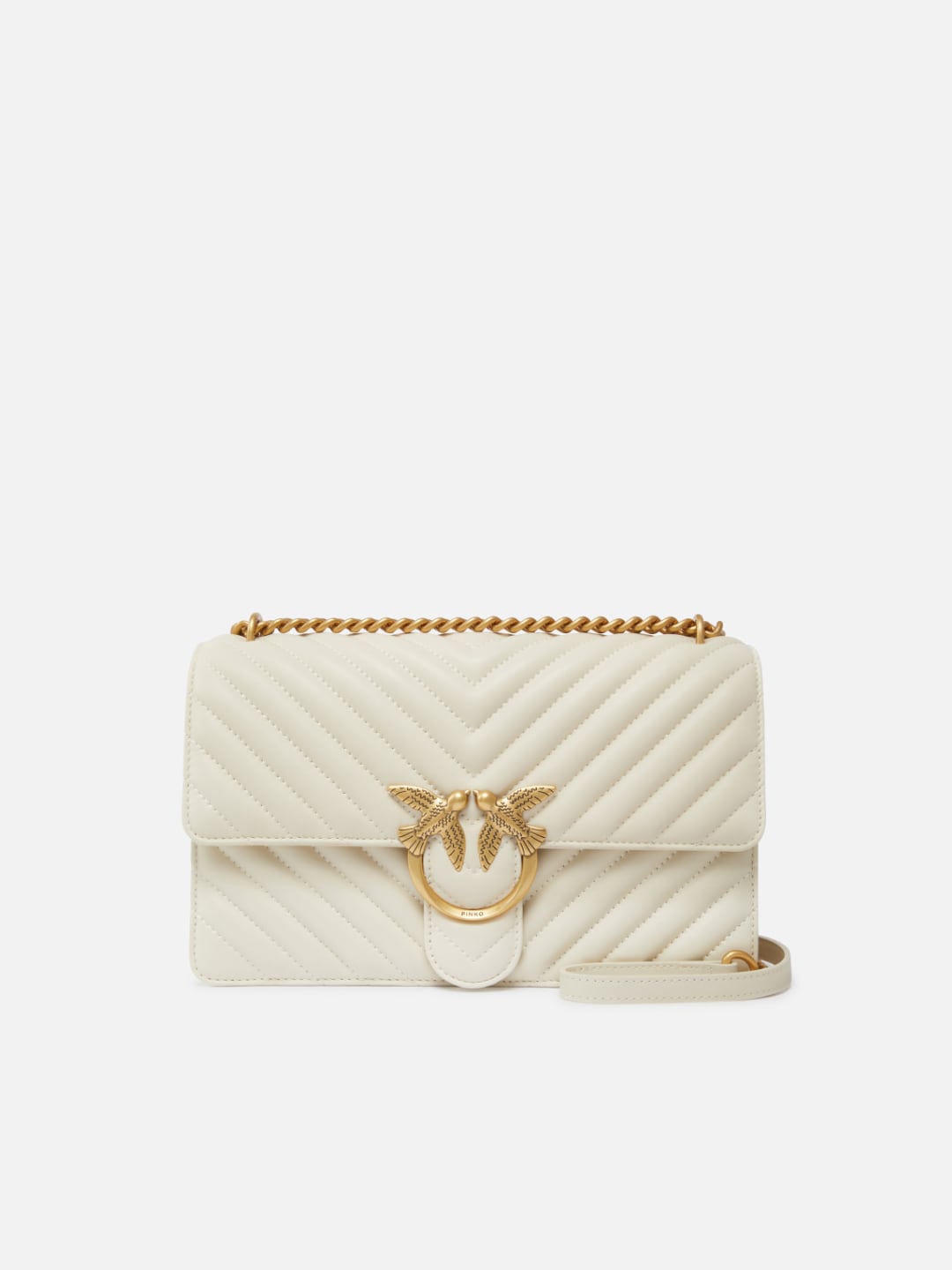 Pinko Classic Love Bag One Chevron Bianco Antique Gold
