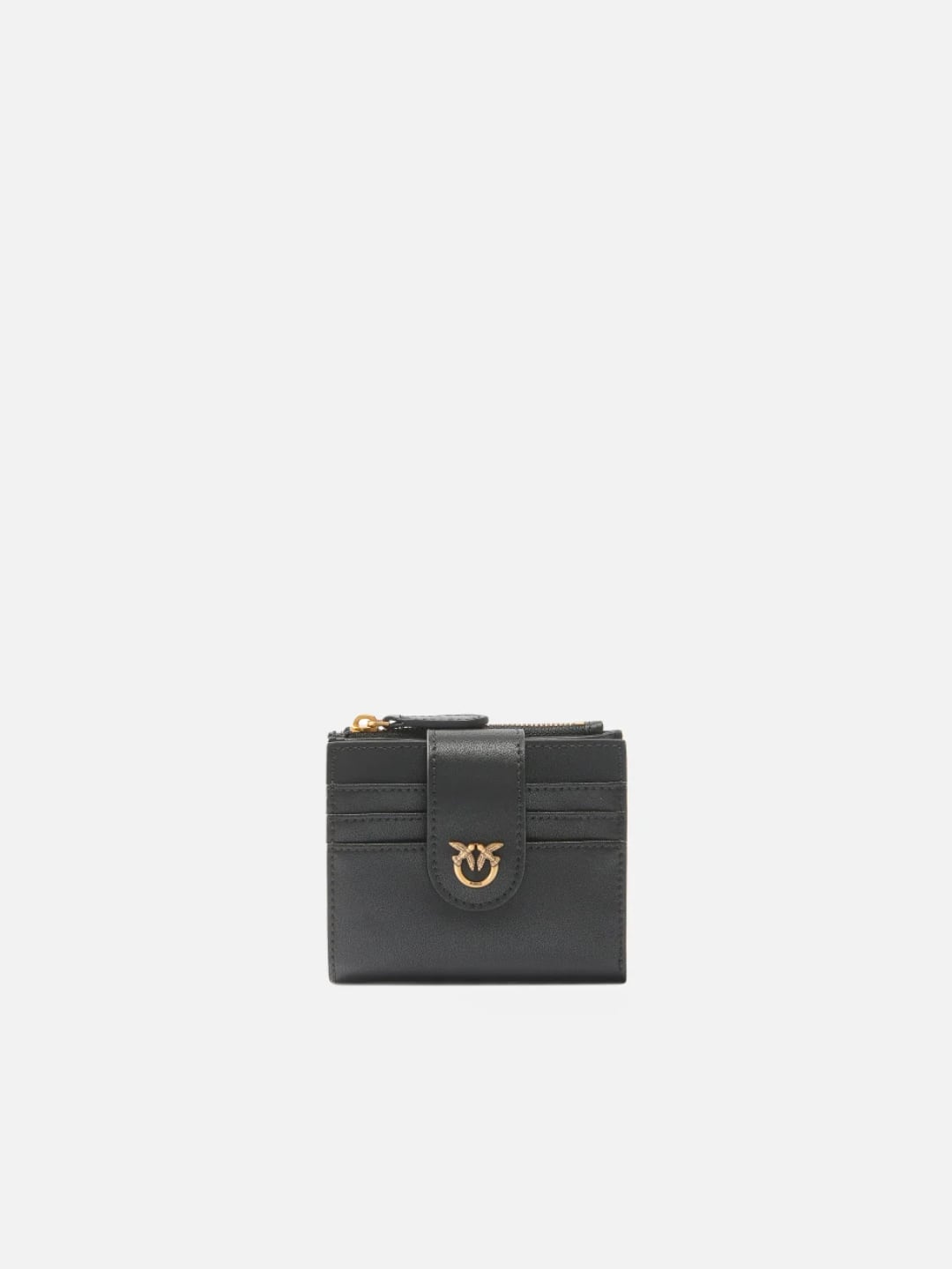 Pinko Portafoglio zip-around in nappa chevron Nero Antique Gold
