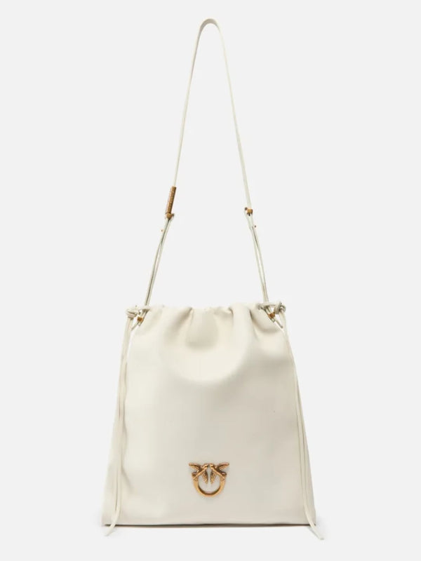 Pinko Borsa morbida squadrata in pelle con logo Bianco