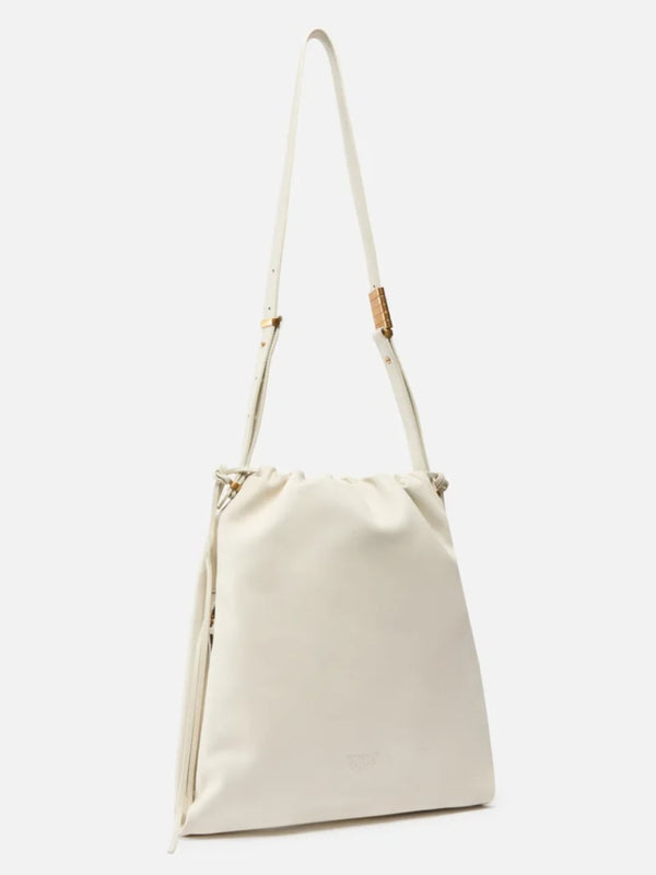 Pinko Borsa morbida squadrata in pelle con logo Bianco