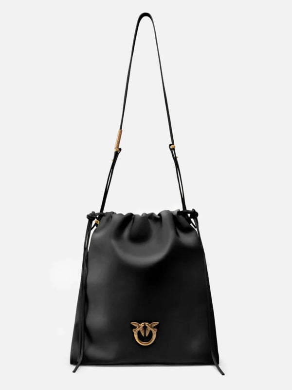 Pinko Borsa morbida squadrata in pelle con logo Nero