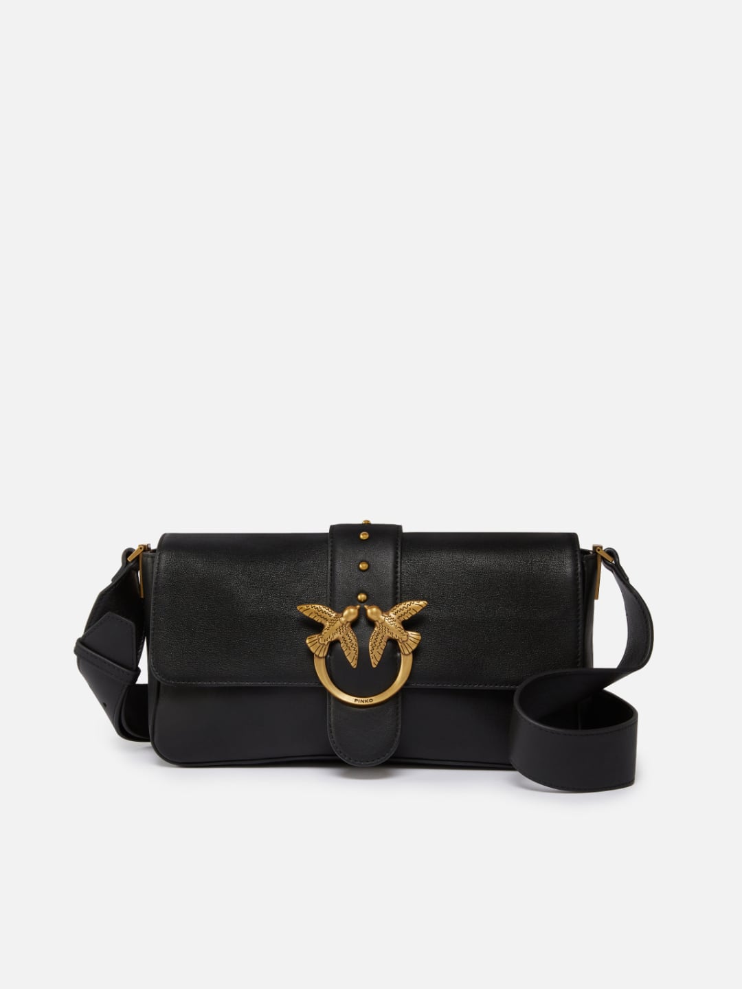Pinko Borsa morbida a spalla Love Bag grande in pelle Nero Antique Gold