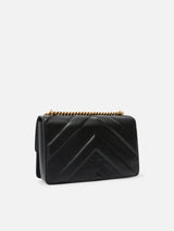 Pinko Borsa a tracolla trapuntata Love Bag con disegno a V e logo Nero