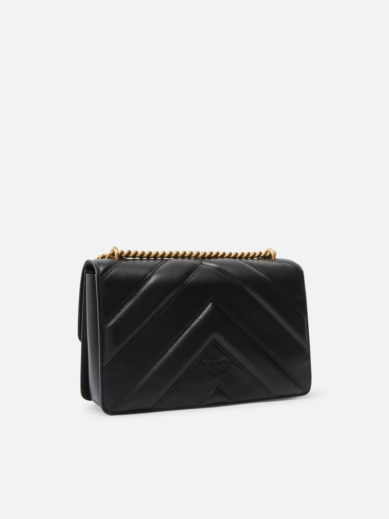 Pinko Borsa a tracolla trapuntata Love Bag con disegno a V e logo Nero