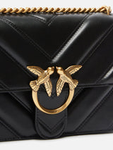 Pinko Borsa a tracolla trapuntata Love Bag con disegno a V e logo Nero