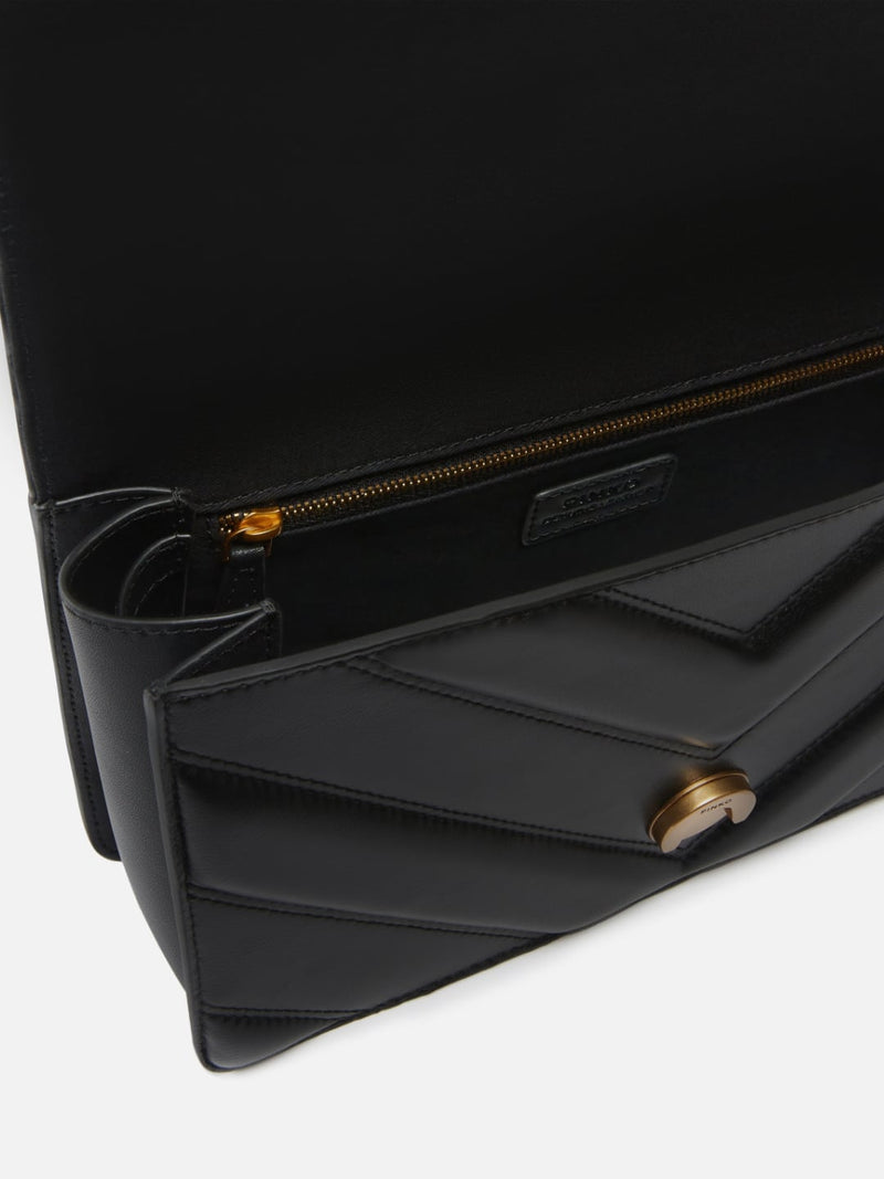 Pinko Borsa a tracolla trapuntata Love Bag con disegno a V e logo Nero