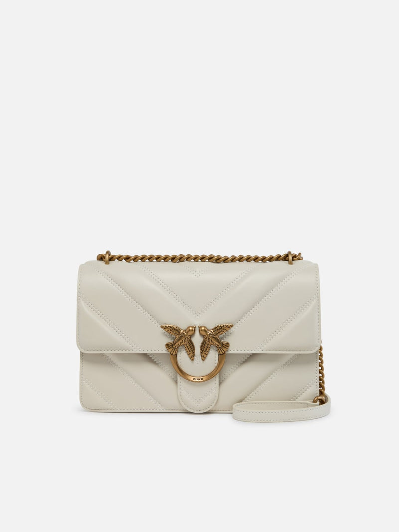 Pinko Borsa a tracolla trapuntata Love Bag con disegno a V e logo Bianco