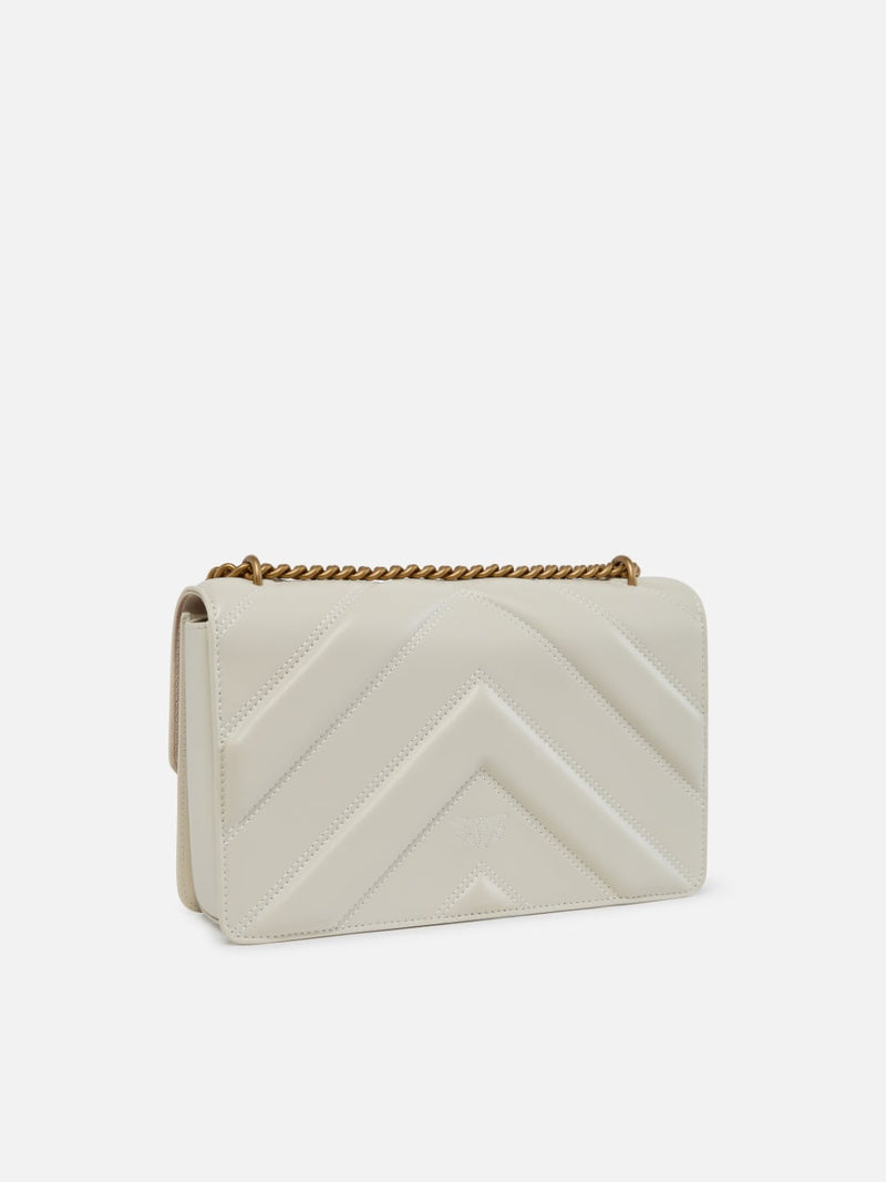 Pinko Borsa a tracolla trapuntata Love Bag con disegno a V e logo Bianco