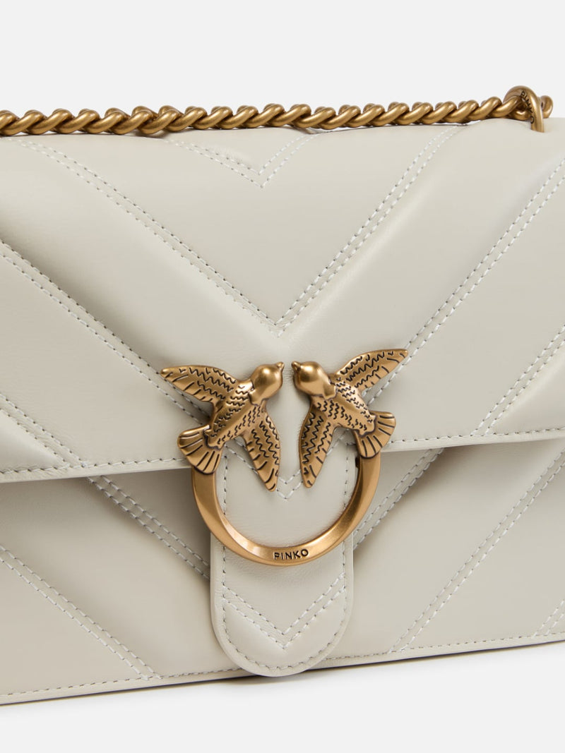 Pinko Borsa a tracolla trapuntata Love Bag con disegno a V e logo Bianco