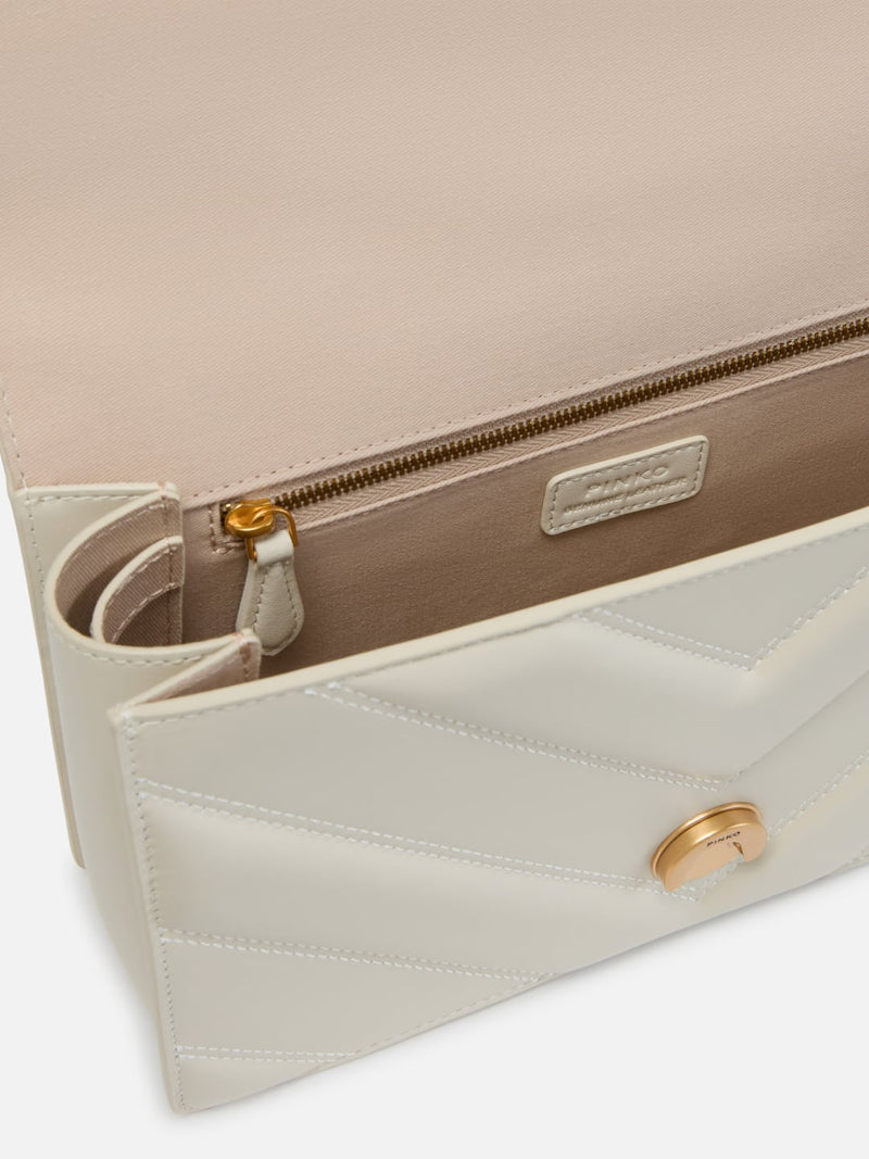 Pinko Borsa a tracolla trapuntata Love Bag con disegno a V e logo Bianco