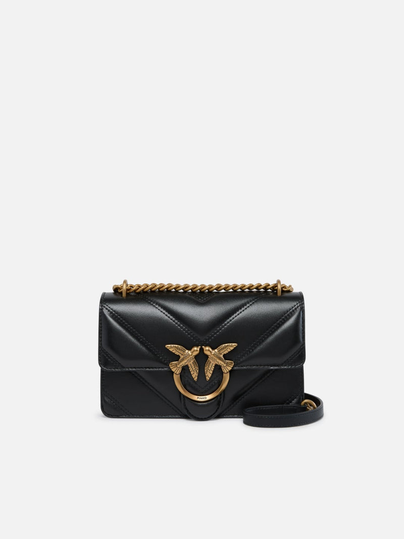 Pinko Mini borsa Love Bag nappa trapuntata chevron con tracolla Nero