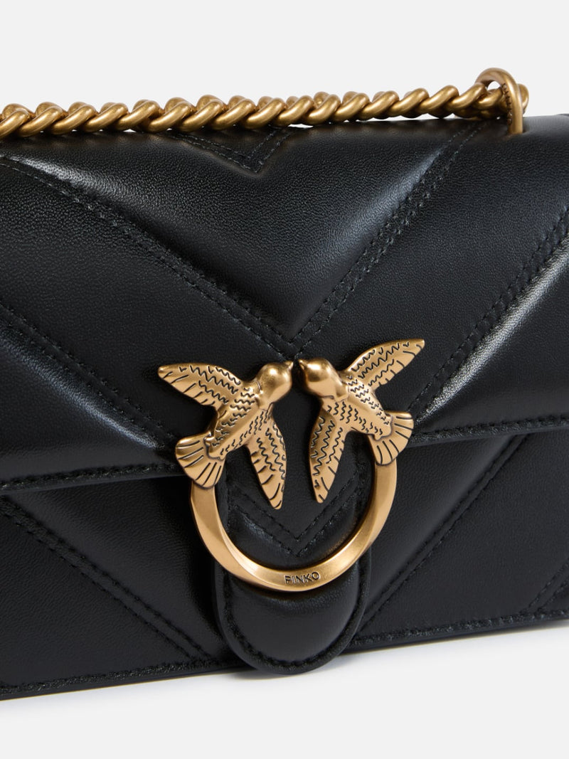 Pinko Mini borsa Love Bag nappa trapuntata chevron con tracolla Nero