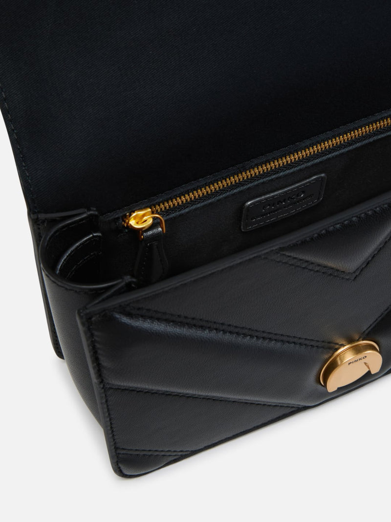 Pinko Mini borsa Love Bag nappa trapuntata chevron con tracolla Nero