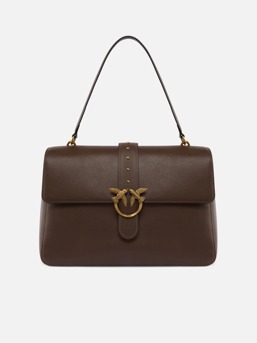 Pinko Borsa a spalla maxi Love Bag Slouchy in pelle Marrone Castano Antique Gold