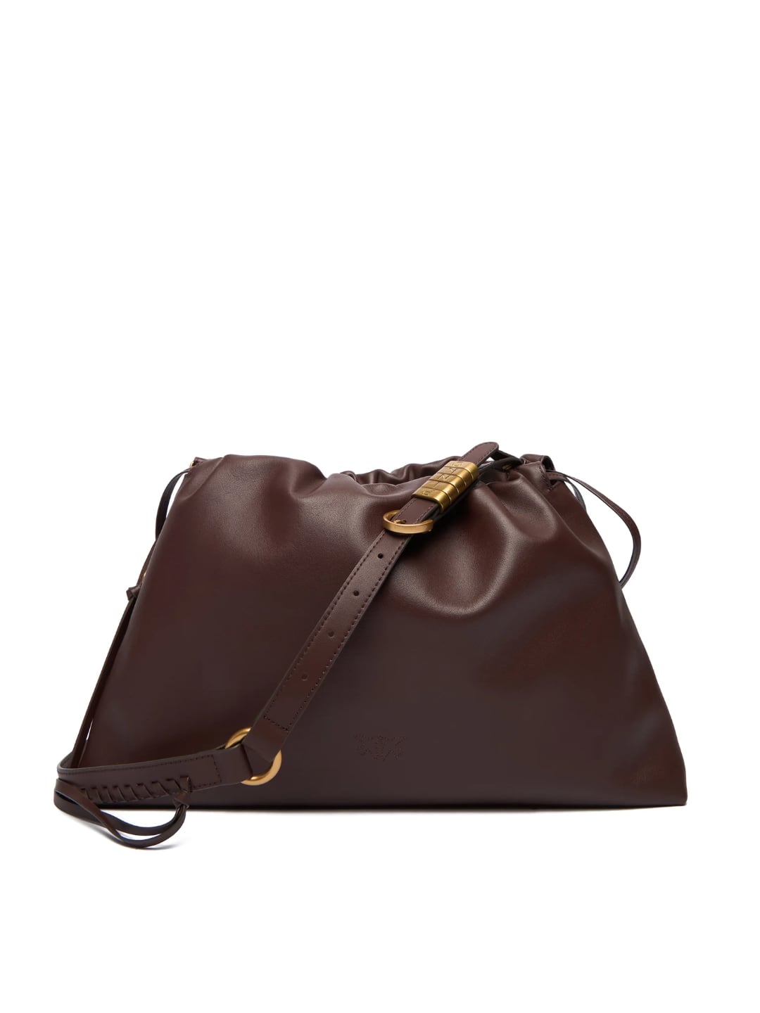 Pinko Borsa Maxi Clutch a spalla grande in pelle con logo Love Birds Bordeaux