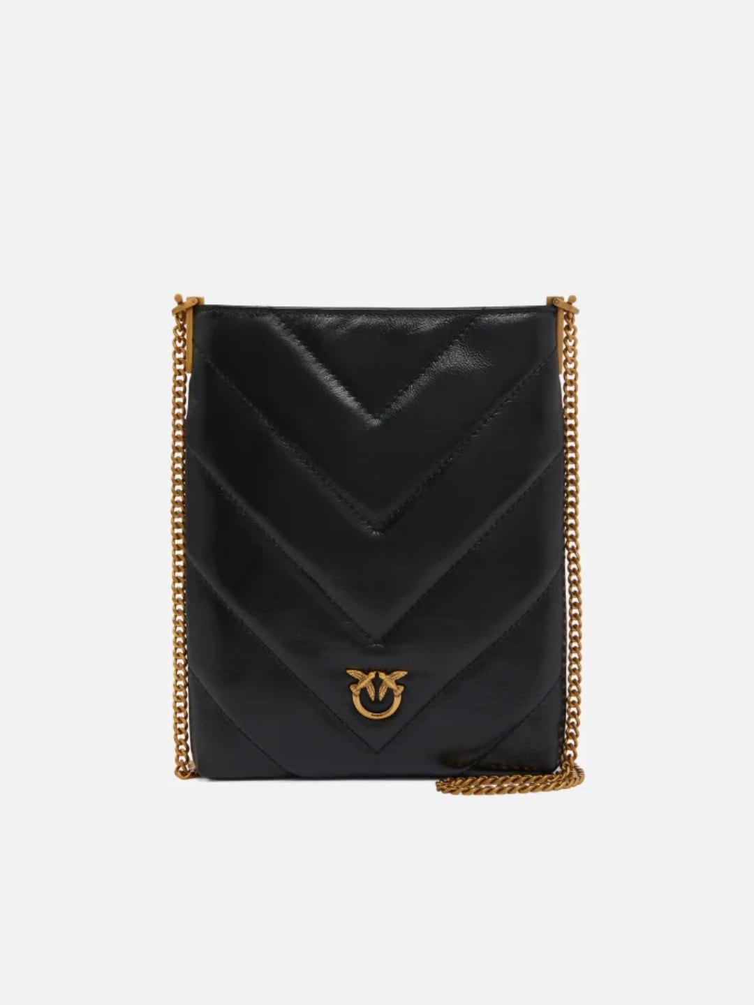 Pinko Bustina piatta a spalla piccola in pelle motivo chevron Nero