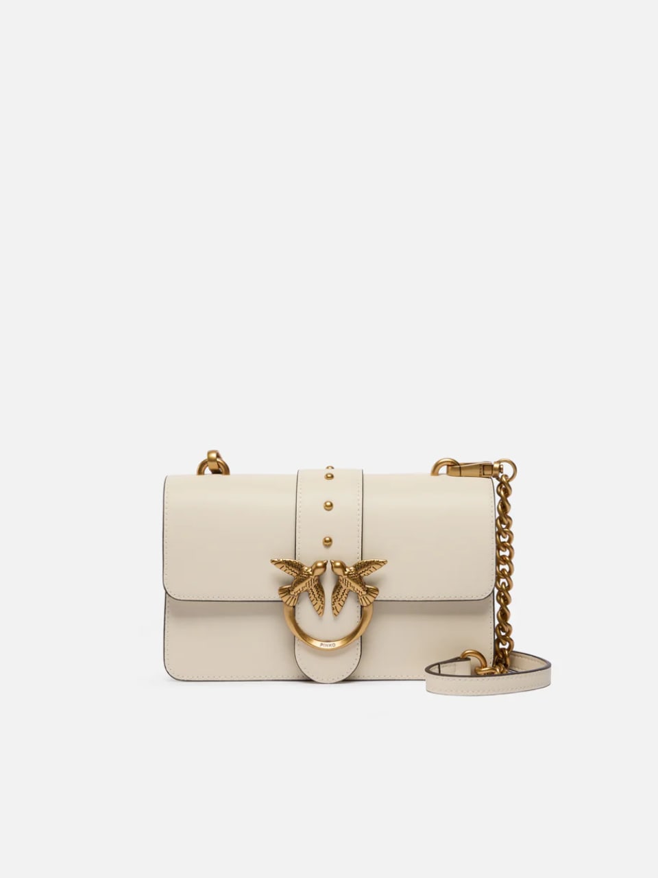 Pinko Mini Love Bag One Simply Bianco Antique Gold