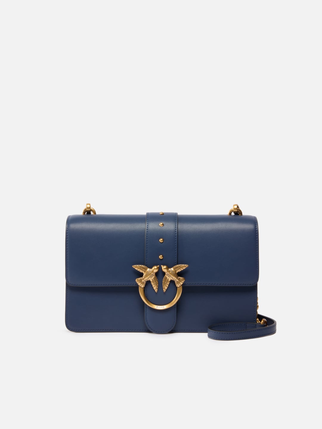 Pinko Borsa a mano media Love Bag One in pelle Blu Indaco Antique Gold