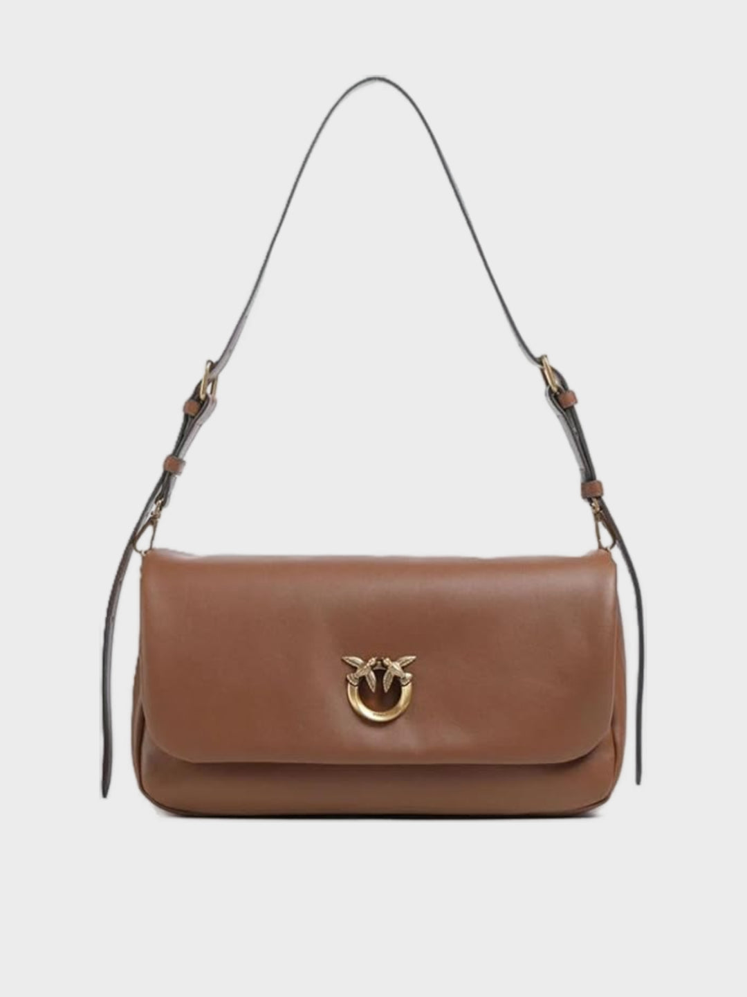 Pinko Borsa a tracolla media Love Bag Click Soft Horizontal Handle in pelle Marrone  e Oro