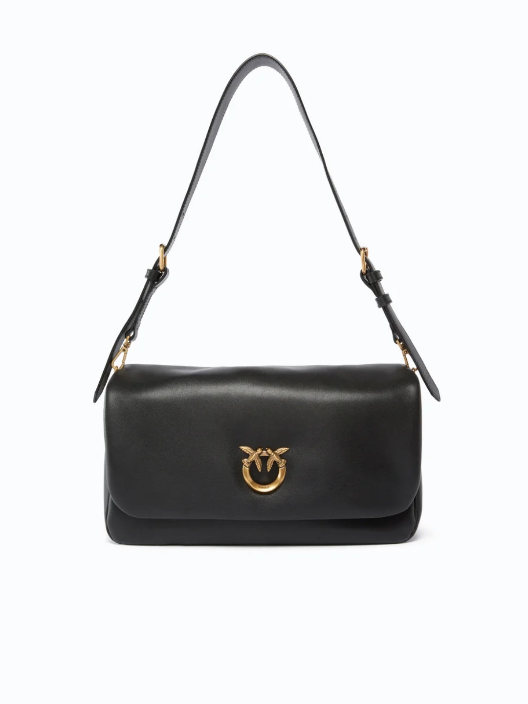 Pinko Borsa a tracolla media Love Bag Click Soft Horizontal Handle in pelle Nero e Oro
