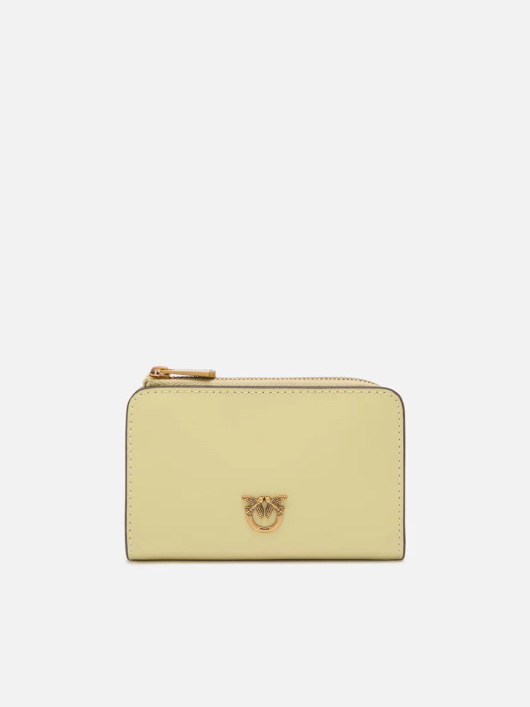 Pinko Portafoglio mini in pelle con Love Birds Giallo Vaniglia