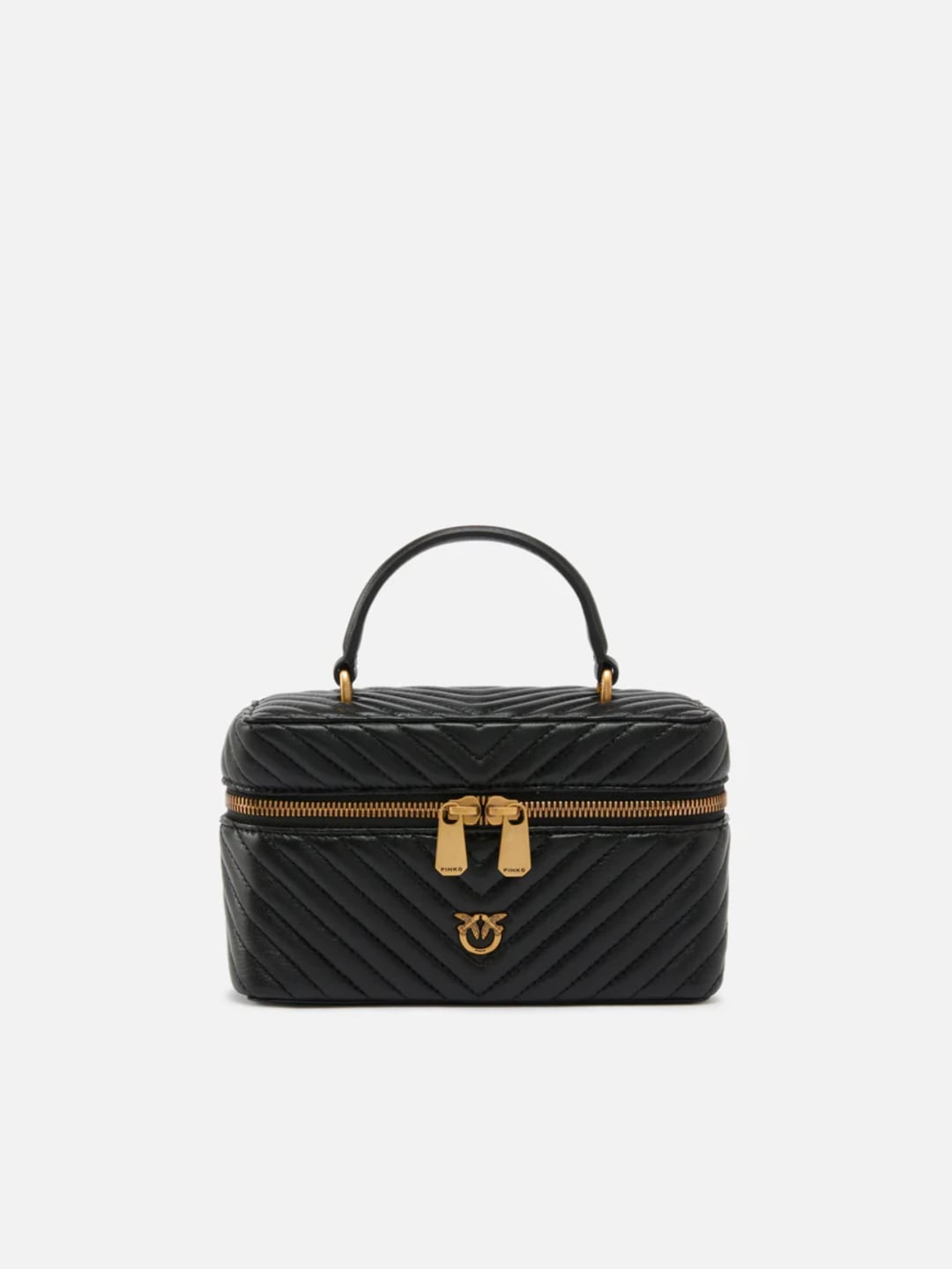 Pinko Beauty case a tracolla piccolo in nappa chevron Nero