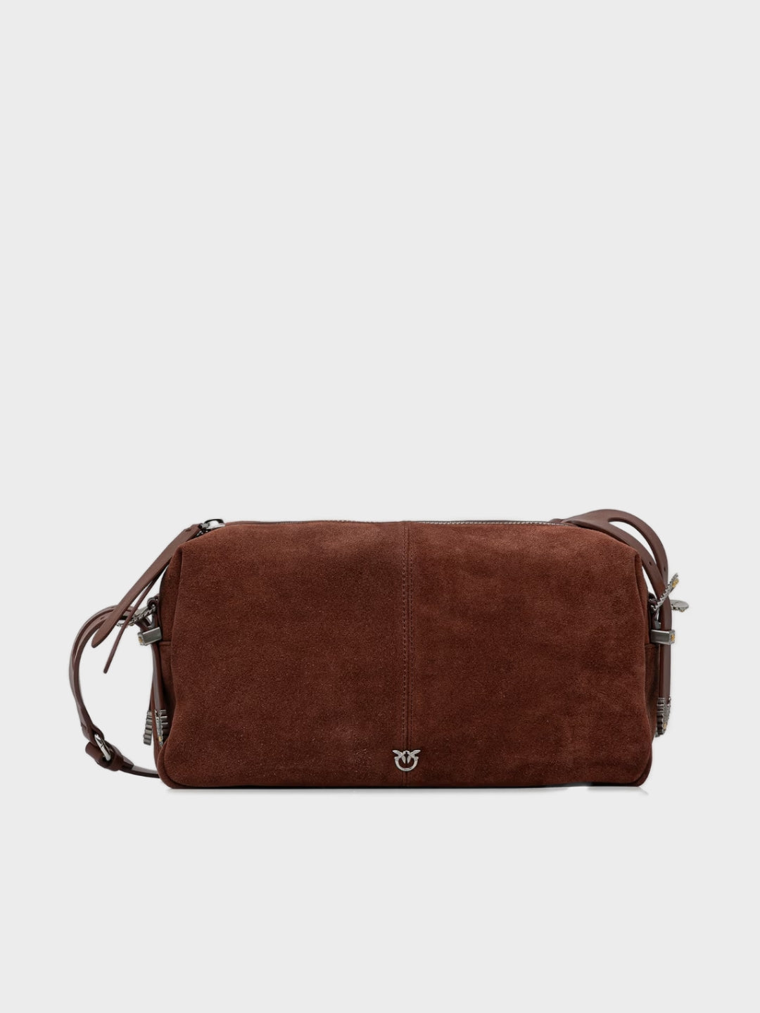 Pinko Borsa a spalla media Keeper Bag in camoscio Marrone Castano e Argento