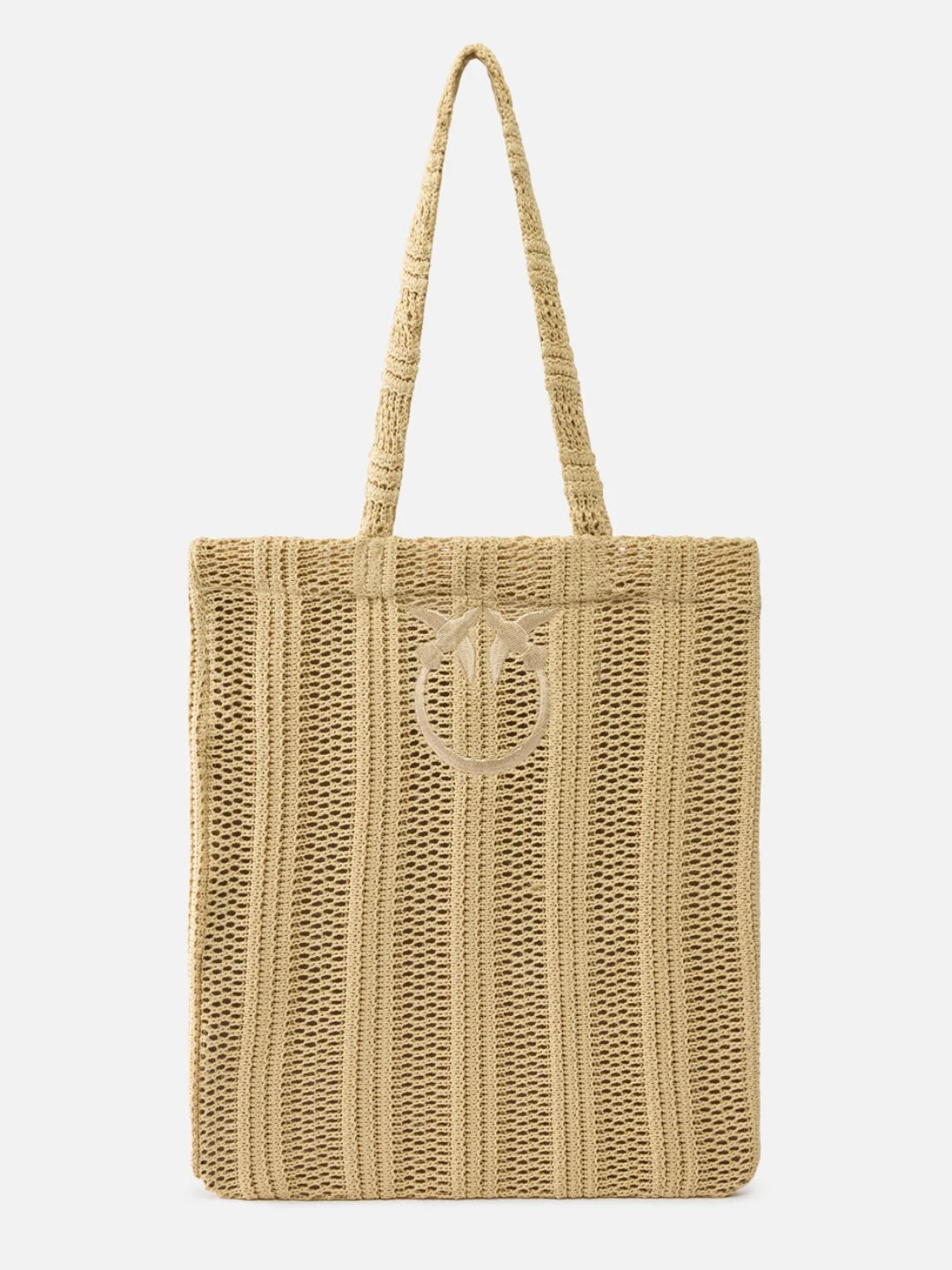 Pinko Easy Tote Bag shopper medio in rafia Giallo Pastinaca