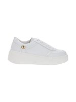 Sneakers platform in pelle con logo Col Bianco Ottico