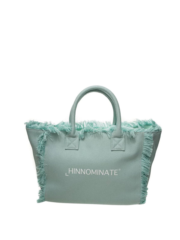 Hinnominate Borsa In Canvas Grande Con Stampa Col Verde Maldive