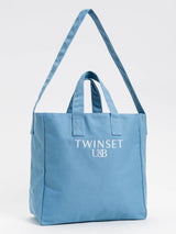 Borsa shopper in canvas con logo Col. Fiordaliso