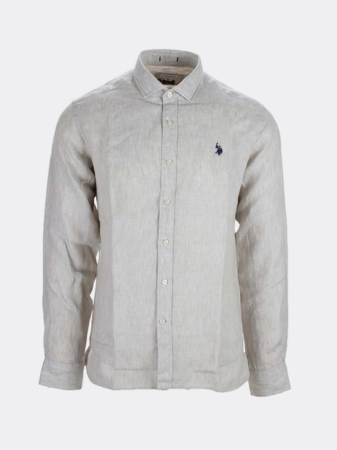 Us Polo Assn Camicia manica lunga Cale in Lino Sabbia